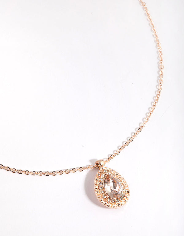 玫瑰金 Diamate 泪珠项链