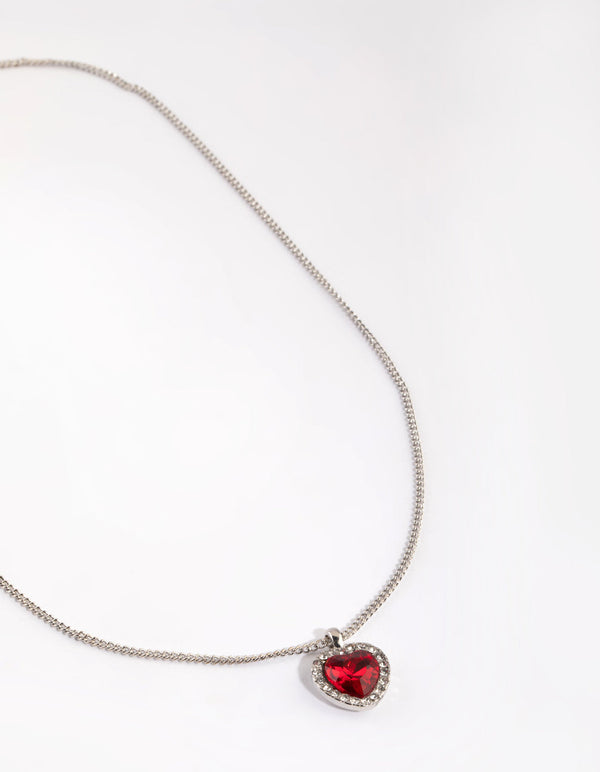 Red Diamante Pendant Necklace