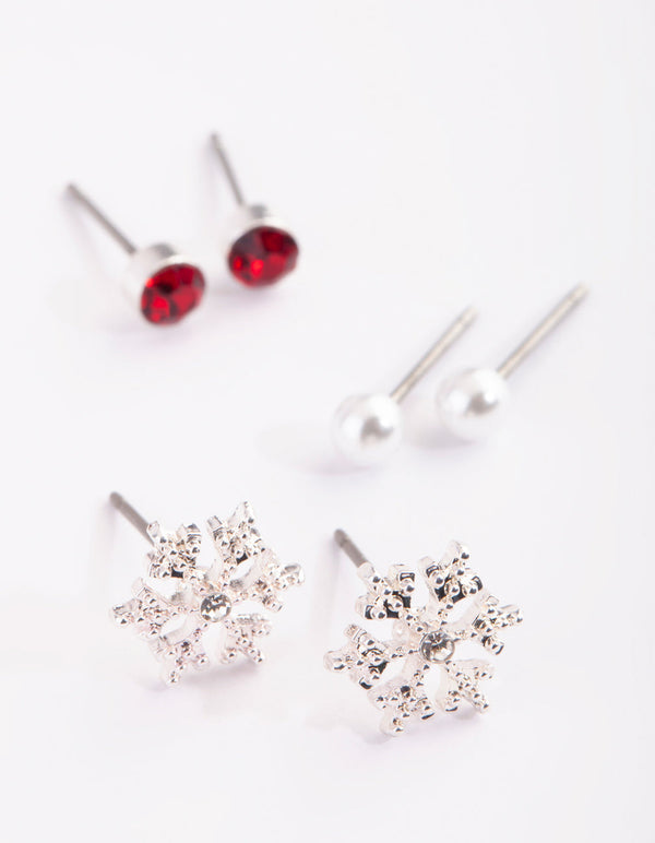 Silver Snowflake Earring Pack