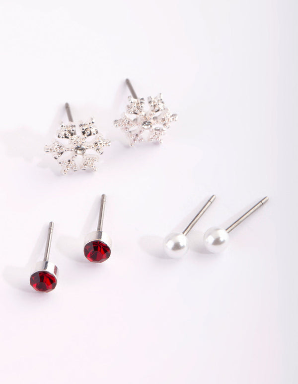 Silver Snowflake Earring Pack