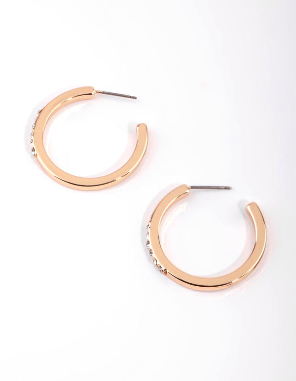 Gold Diamante Hoop Earrings
