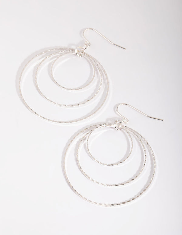 Silver Circular Drop Earrings