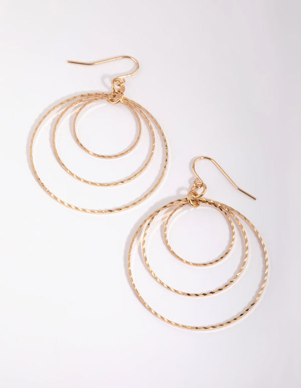 Gold Circular Drop Earrings
