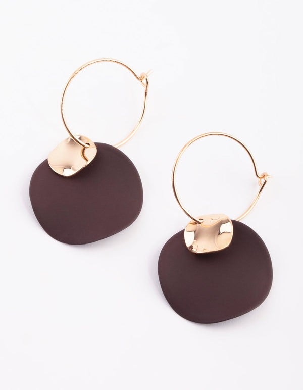 Gold and Brown Hoop Earrings
