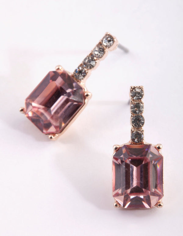 Rose Gold Diamante Drop Earrings