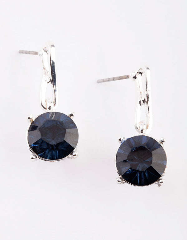 Navy Twisted Stone Drop Earrings