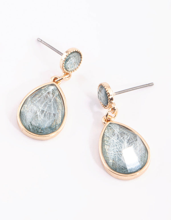Gold Teardrop Gem Earrings
