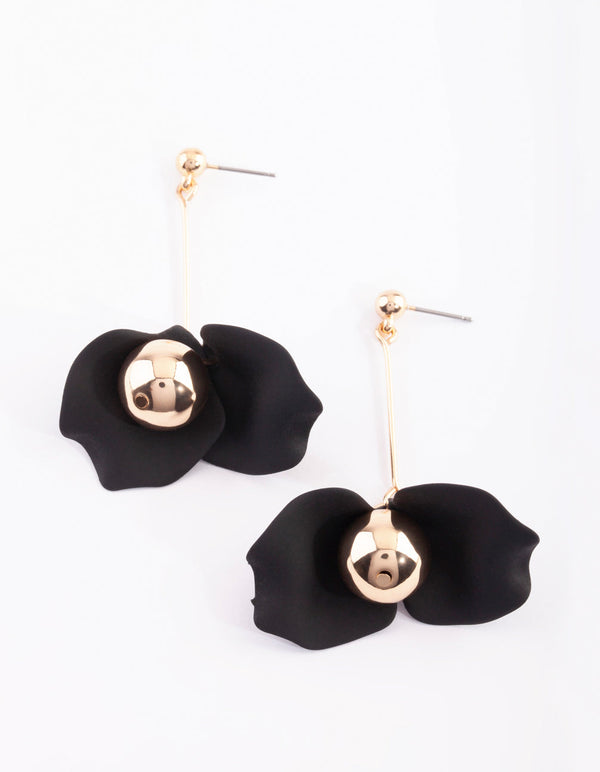 Black Floral Statement Earrings
