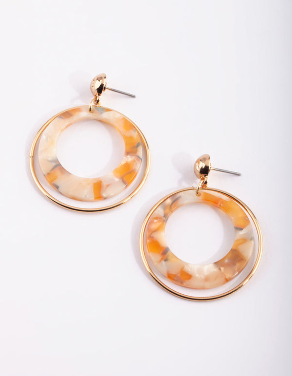 Yellow Circular Drop Earrings
