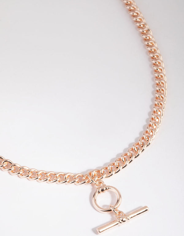 Rose Gold Bar and Circle Necklace