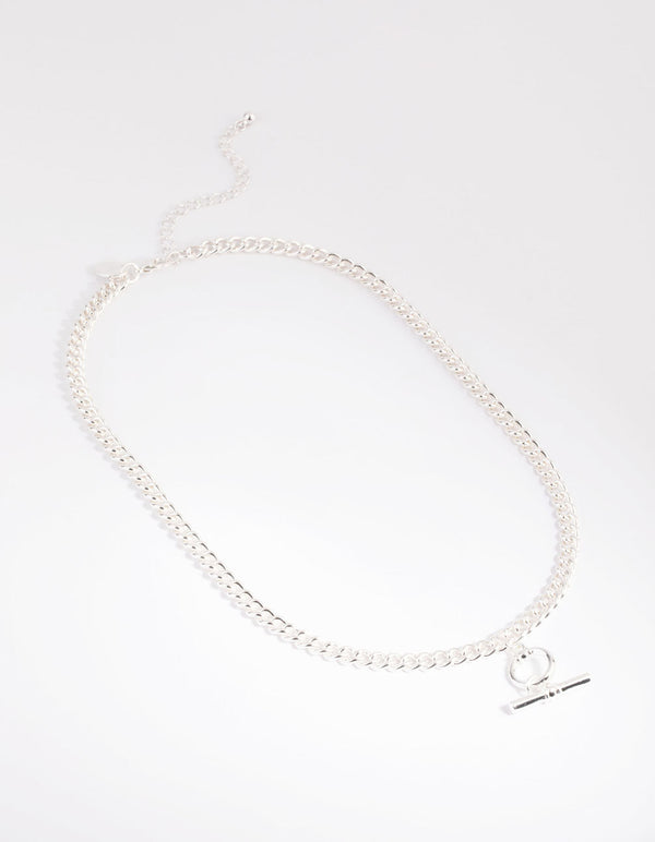 Silver Bar and Circle Necklace