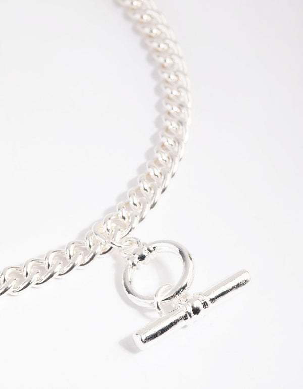 Silver Bar and Circle Necklace