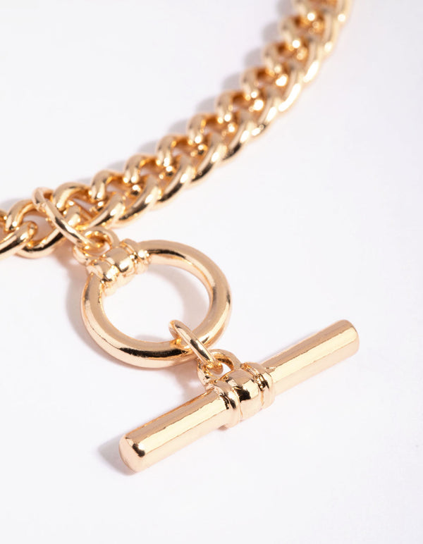 Gold Bar and Circle Necklace