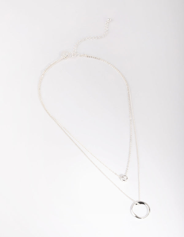 Silver Diamante Layered Necklace