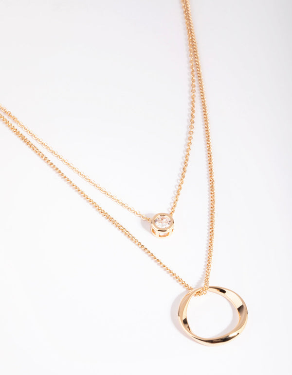 Gold Diamante Layered Necklace