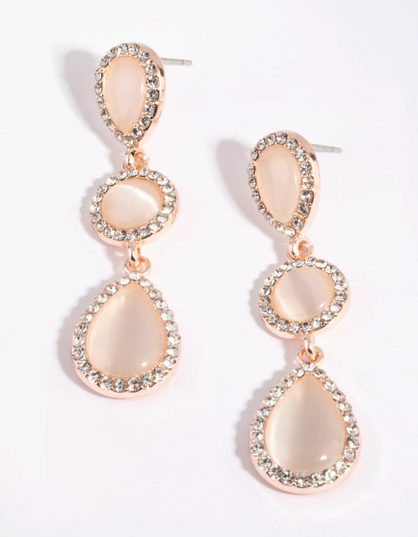 Rose Gold Teardrop Diamante Earrings
