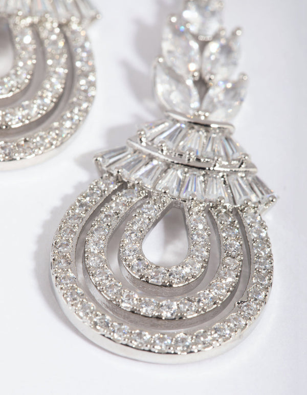 Vintage Diamond Simulant Drop Earrings