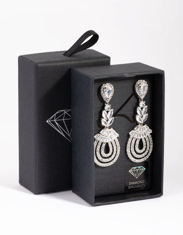 Vintage Diamond Simulant Drop Earrings