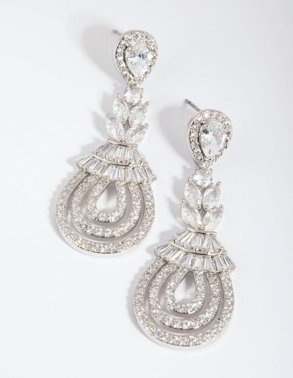 Vintage Diamond Simulant Drop Earrings