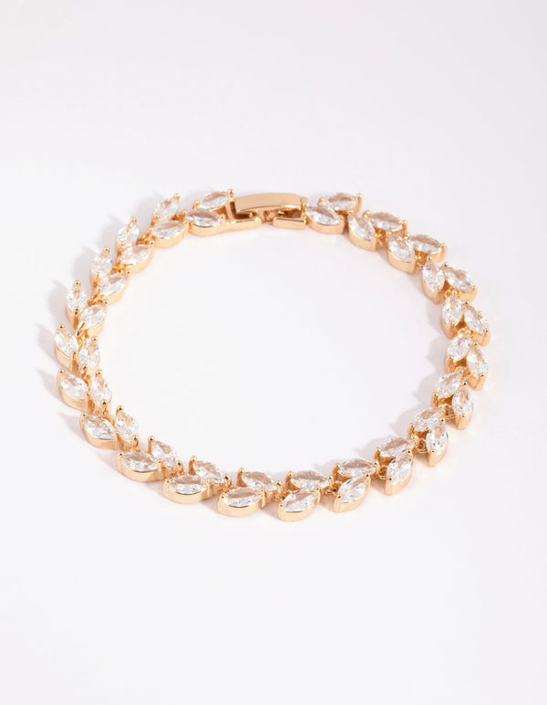Gold Diamond Simulant Petal Bracelet
