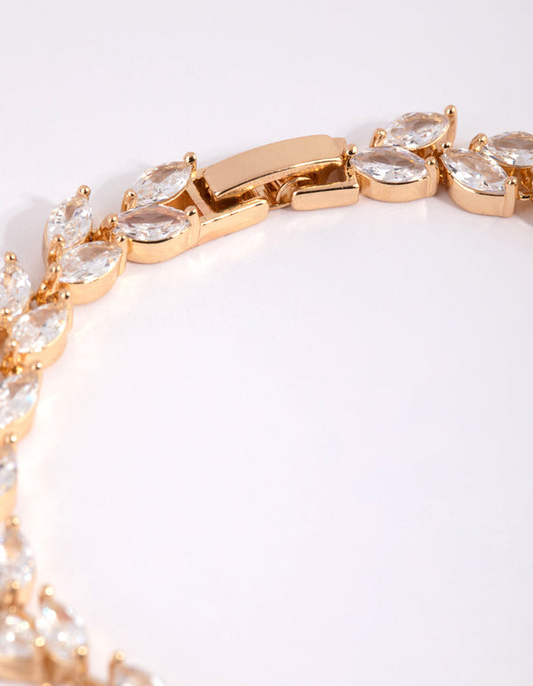 Gold Diamond Simulant Petal Bracelet