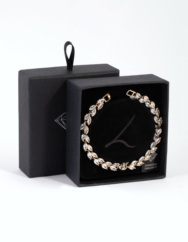 Gold Diamond Simulant Petal Bracelet