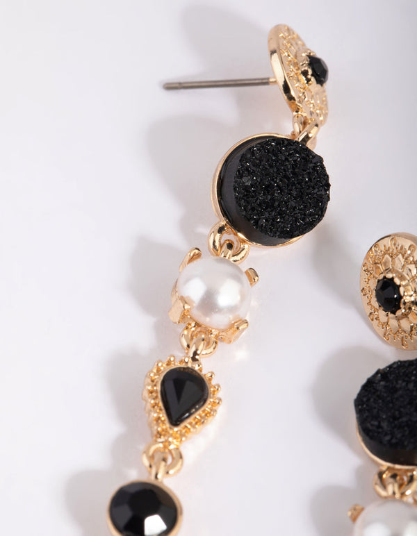 Gold Cameo Drop Earrings