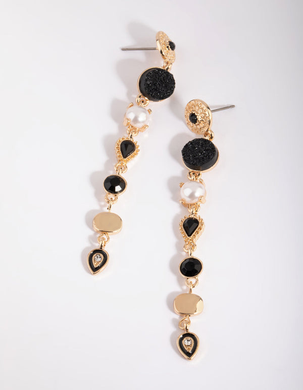 Gold Cameo Drop Earrings