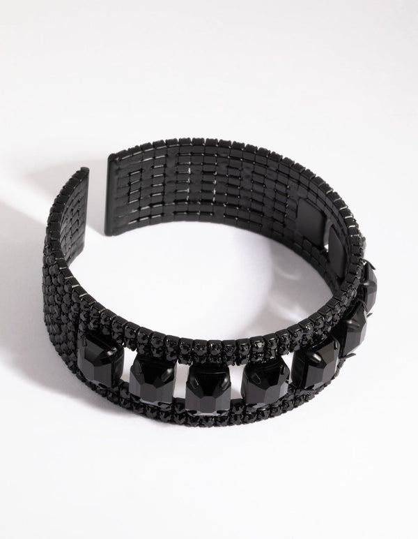 Matte Black Square Stone Cuff Bracelet