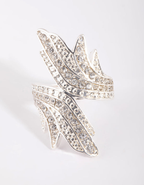 Silver Diamante Wing Ring
