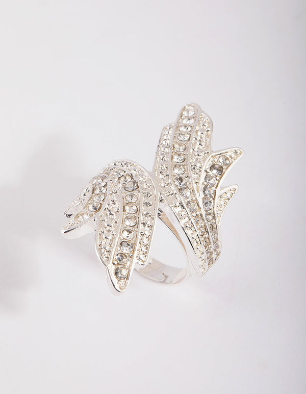 Silver Diamante Wing Ring