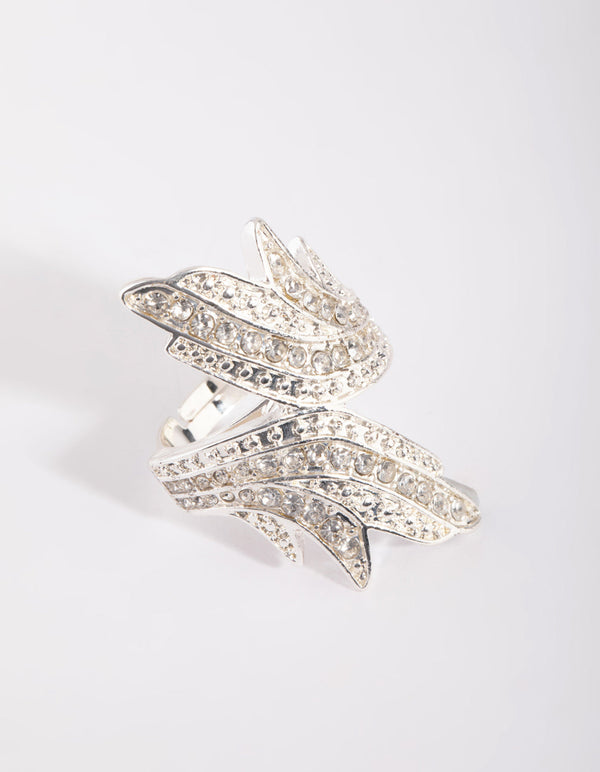 Silver Diamante Wing Ring