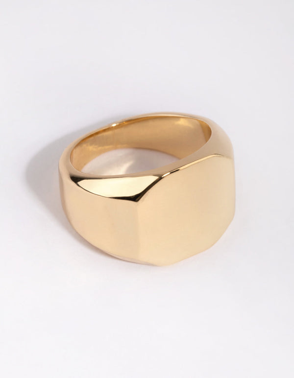 Gold Plated Octagon Signet Ring