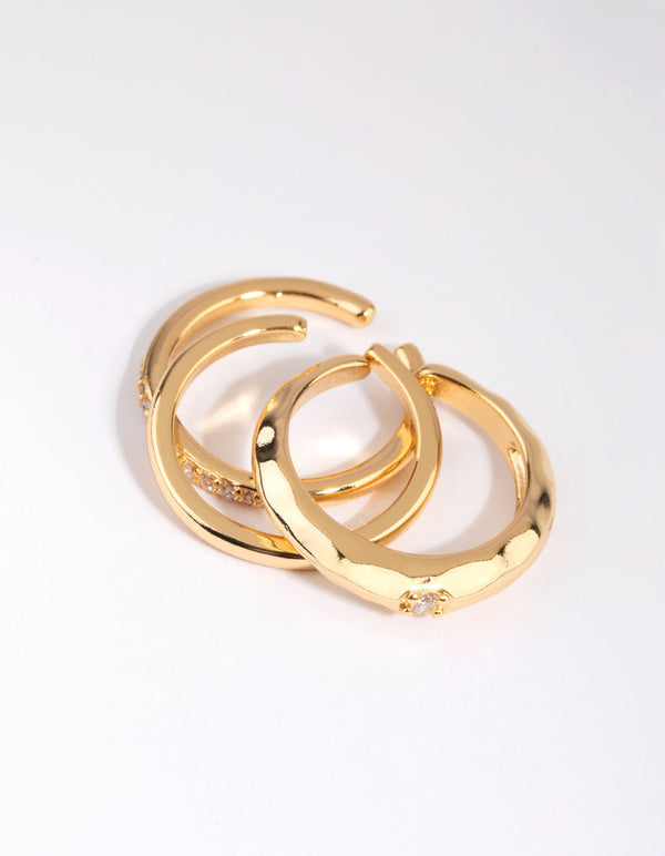 Gold Plated Ring Set with Diamantes