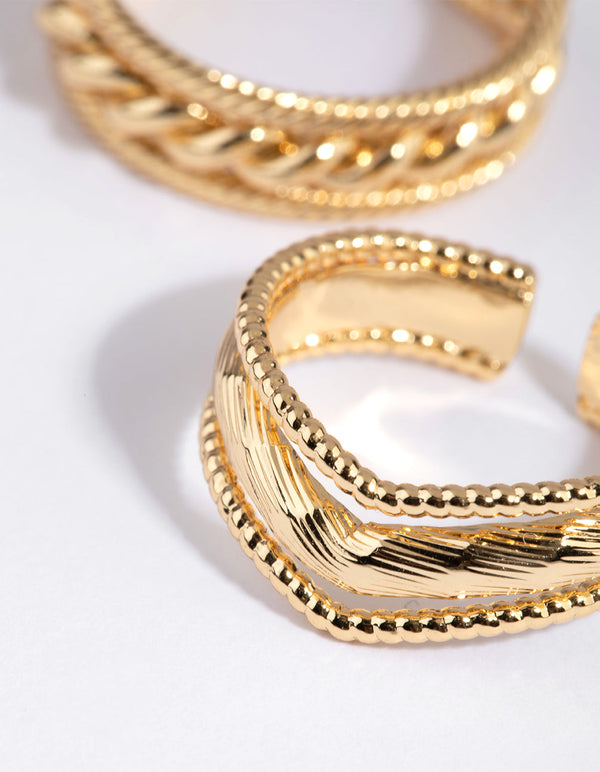 Gold Plated Rope Ring Set