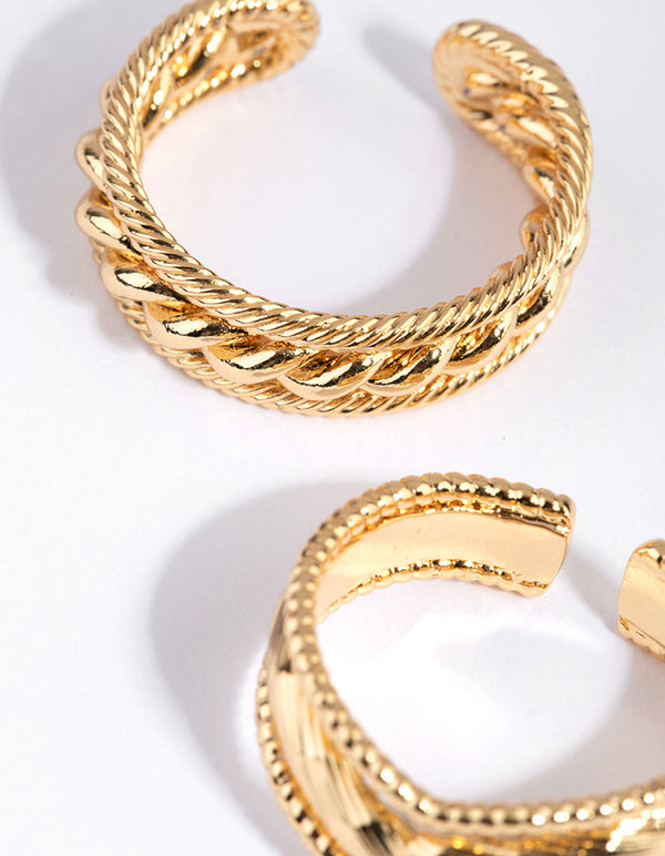 Gold Plated Rope Ring Set