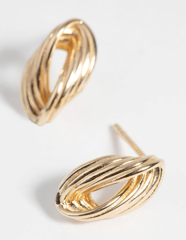 Gold Plated Sterling Silver Twisted Stud Earrings