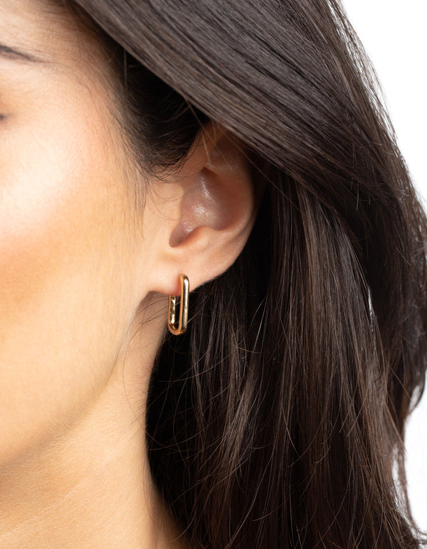 Gold Plated Sterling Silver Oval Huggie Hoop Earrings