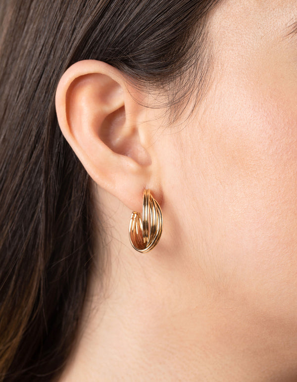 Gold Double Twist Hoop Earrings