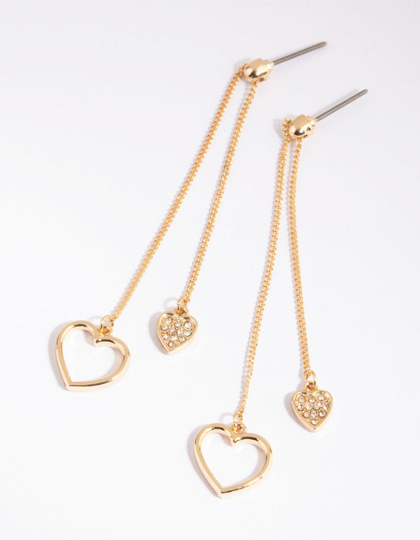 Gold Heart Drop Earrings