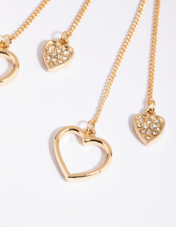 Gold Heart Drop Earrings