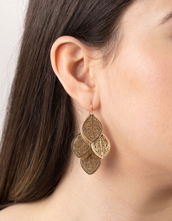 Gold Glitter Drop Earrings