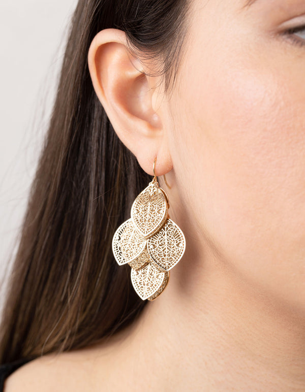 Gold Glitter Drop Earrings