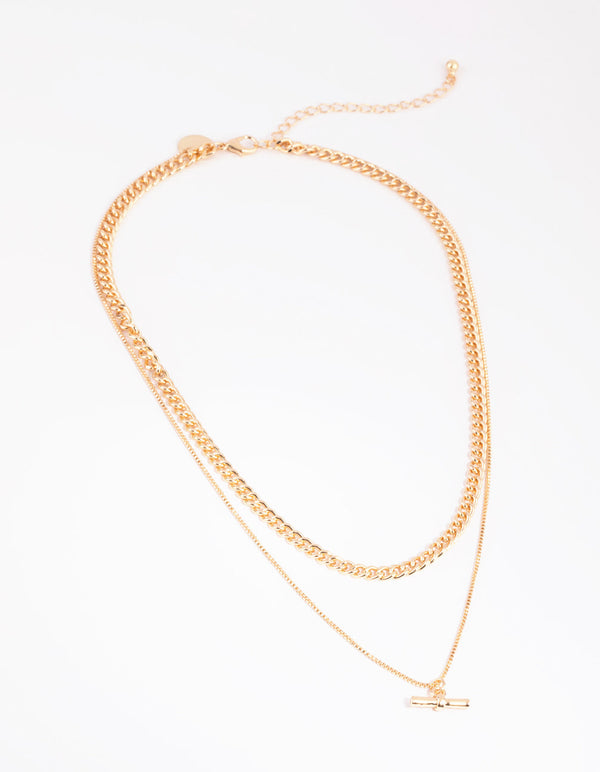 Gold Layered Fob Necklace