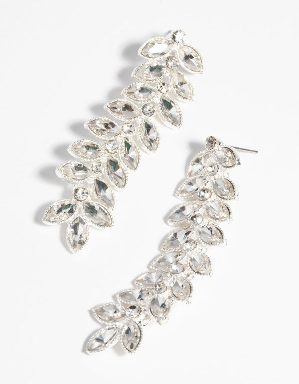 Silver Marquise Diamante Drop Earrings
