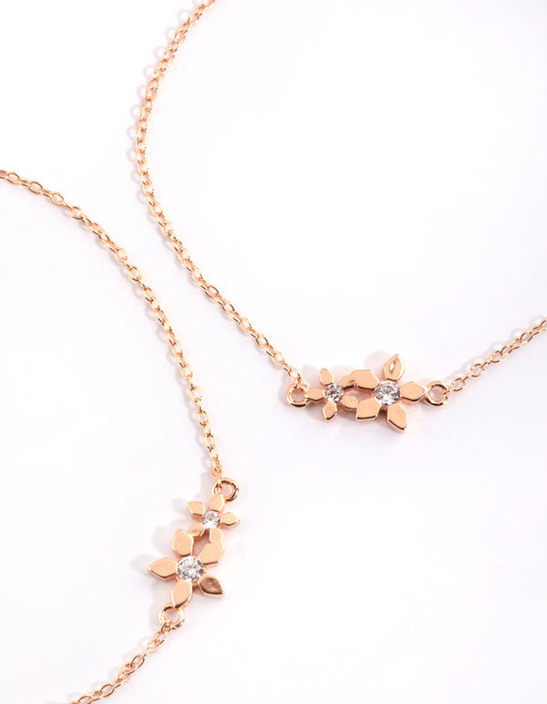 Rose Gold Plated Flower Bracelet Set