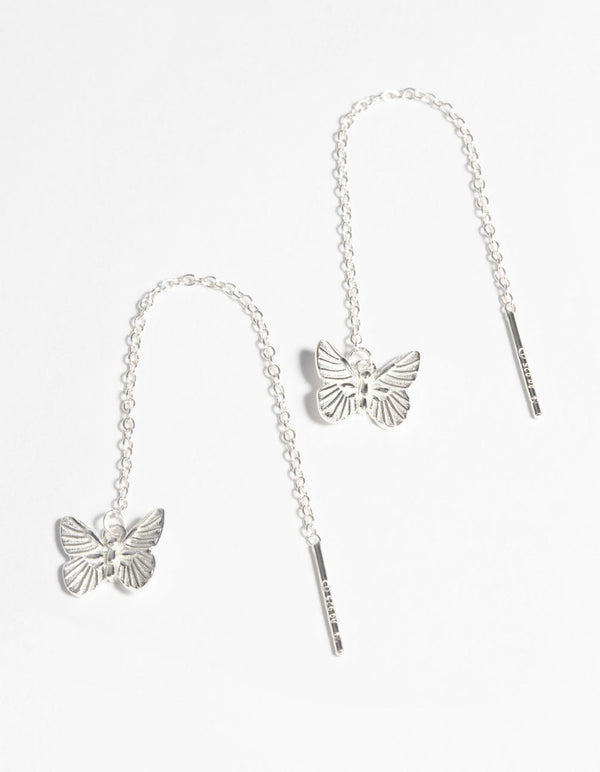 Sterling Silver Butterfly Threader Earrings