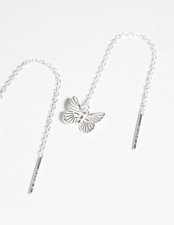 Sterling Silver Butterfly Threader Earrings