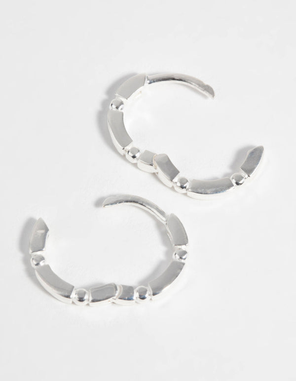 Sterling Silver Carved Huggie Hoop Earrings