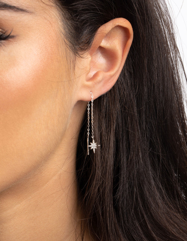 Sterling Silver Starburst Threader Earrings